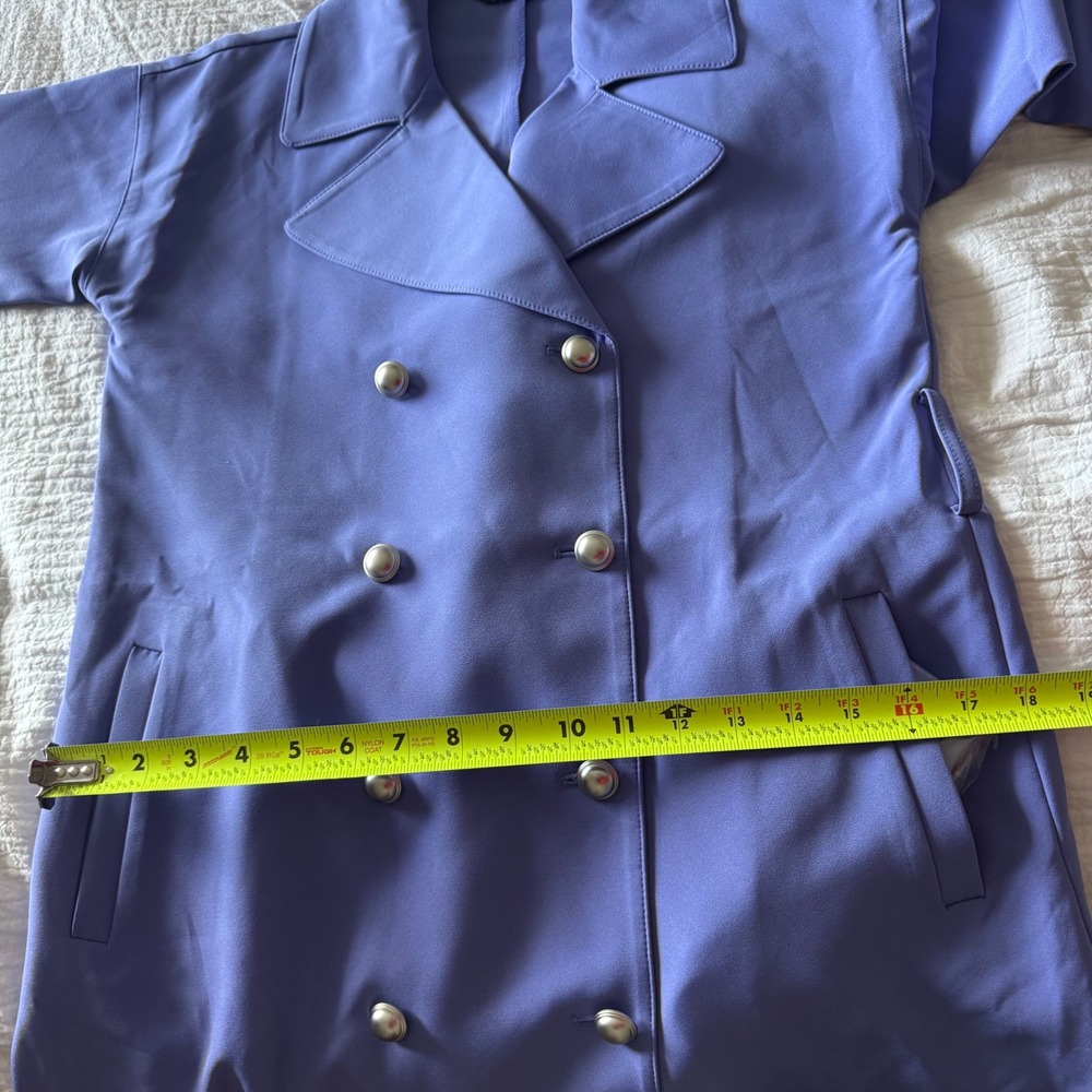 G by Giuliana Black Label Periwinkle Trench Coat Belted XXS Quiet Luxury Peppy - Picture 9 of 11